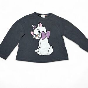 Zara Gray Long Sleeve Tee with Cat and Purple Bow